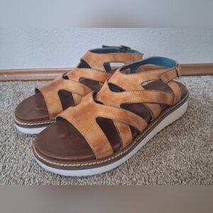 Roan by BED|STU Centrist Sandals Brown Leather Fisherman Ankle Buckle Womens 10